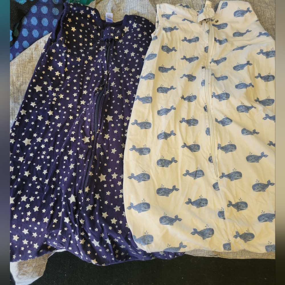 2 x PACK sleeveless sleepsack Hudson Baby 6-12 mths stars/whales